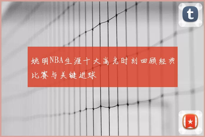 姚明NBA生涯十大高光时刻回顾经典比赛与关键进球